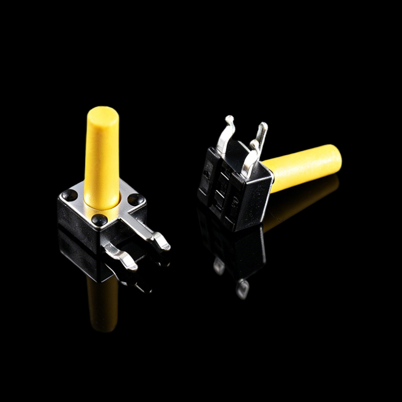 TS-E003050 4.5×4.5×10.3mm Tactile Switch, Side Three Pins, Yellow Head, V-Shaped Pins