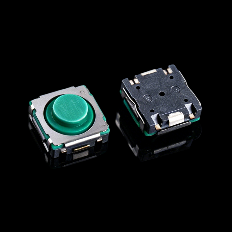 TS-F014001 8.5×8.5×3.95mm Silicone Tactile Switch with Wrapped Leads, Green Head