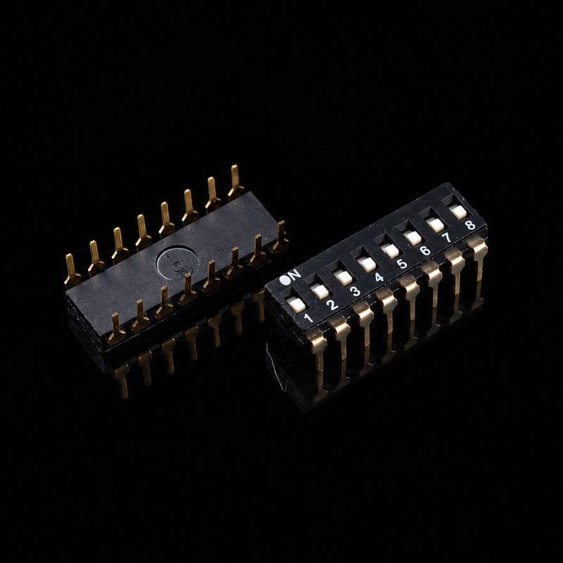 DIP Switch TS-I001108, DS-2.54-8P, Black, Through-Hole
